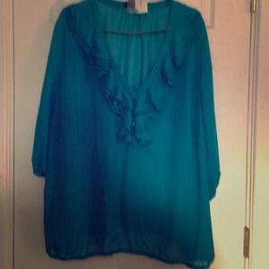 Plus size Lane Bryant sheer teal top
