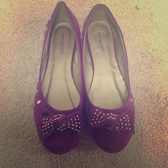 Purple studded ballet flats