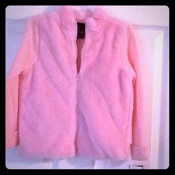 Pink fur zip up sweater size 5T