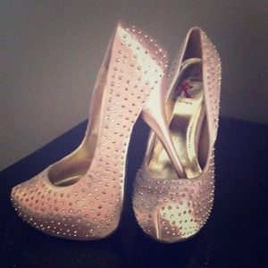 Nude sparkly heels