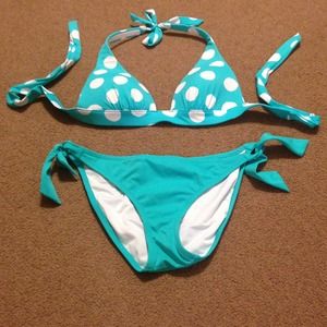 Turquoise Polka Dot Bikini!