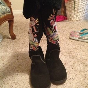 Ed hardy knee high boots