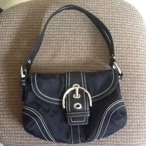 black small coach handbag signature coach print