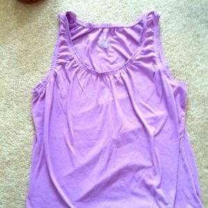 Ruffled neck purple tank top