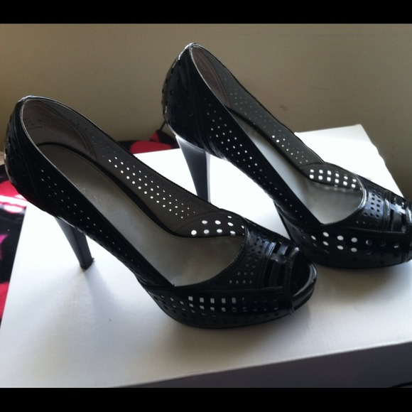 Black leather heels