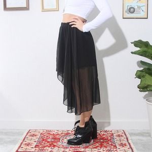 High-low black sheer skirt