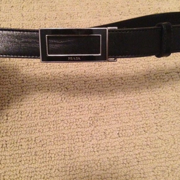 Authentic black Prada belt silver hardware small