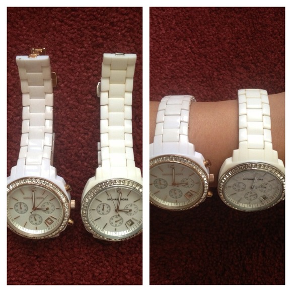 HOLD Michael Kors White Acrylic Runway Glitz Watch - Picture 4 of 4