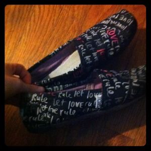 "Let Love Rule" Toms, size 6. Hardly worn