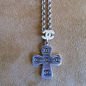 Chanel cross  necklace. Sterling silver