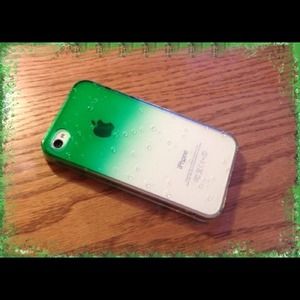 Clear Green Snap on Water Drop Case-iPhone 4 4S