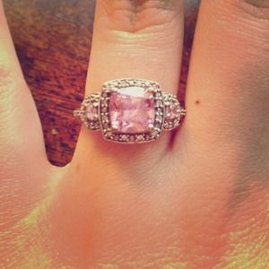 Silver Ring with Pink Stones