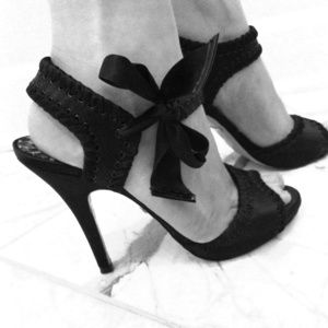 Strappy sexy black heels