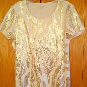 Michael Kors dress shirt, white with gold sequins!