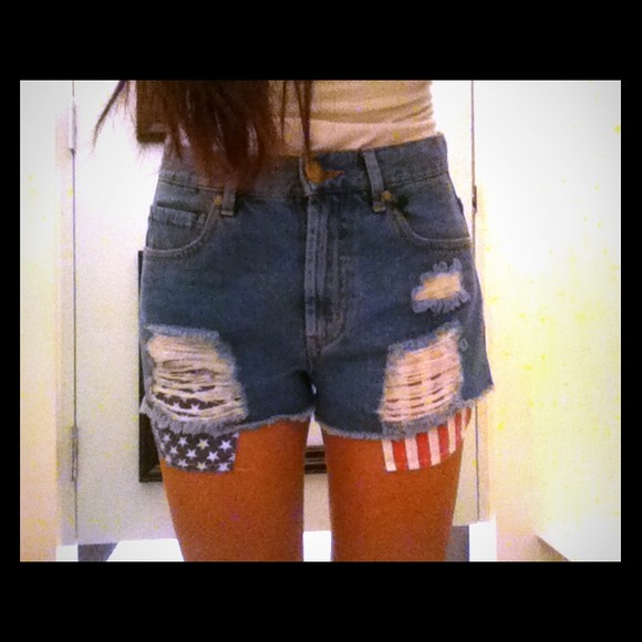 High-Waisted American Flag Shorts