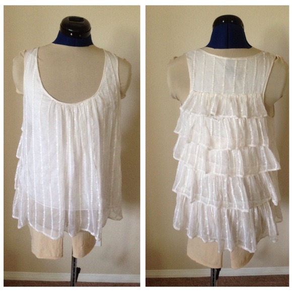 Ella Moss Silk Floral Embroidered Top Size S
