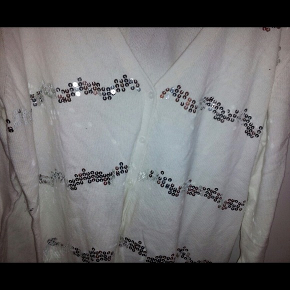 White sequined striped Cardigan - Picture 2 of 3