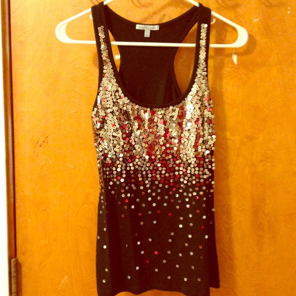 Charlotte Russe black sequined tanktop - Picture 1 of 2