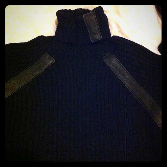 Black And leather turtle neck