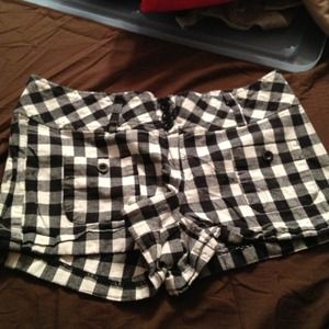 Checkered black and white shorts.Charlotte Russe