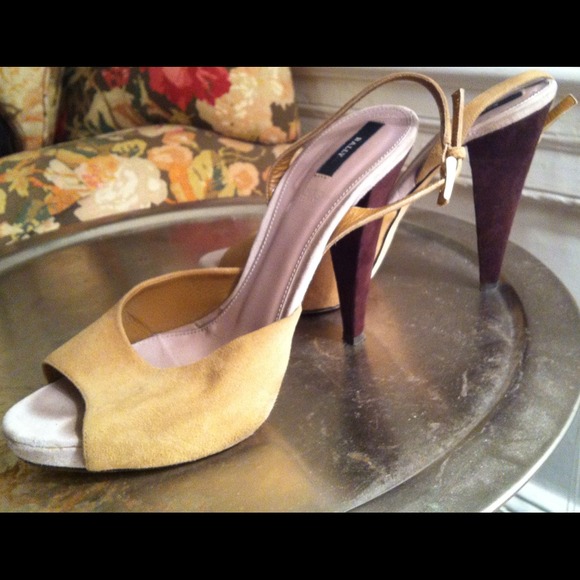 Auth Bally Suede Colorblock Heels