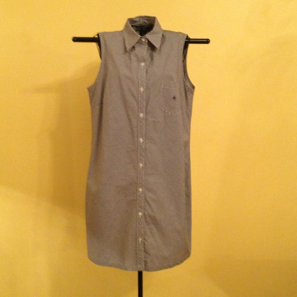 Ralph Lauren navy and white button front dress.
