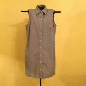 Ralph Lauren navy and white button front dress.