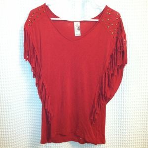 Burnt orange fringe top