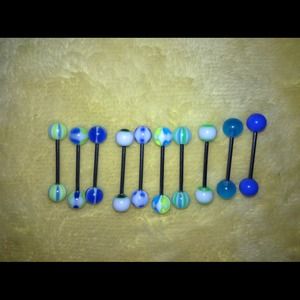 Bluish/Greenish Tongue Rings