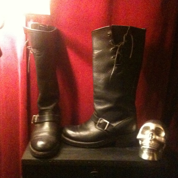 vintage motorcycle engineer lace up boots