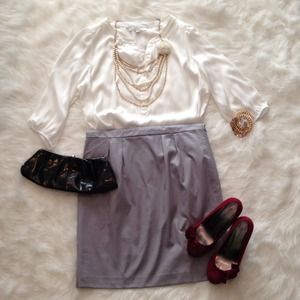 Ann Taylor Loft 3/4 Sleeve Cream Blouse