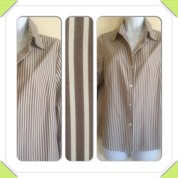 Pinstripe 💯% Silk Collar Shirt️ - Picture 2 of 4