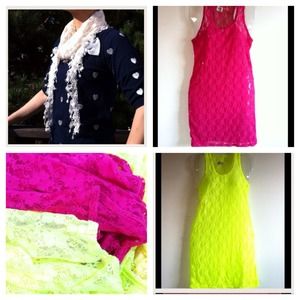 1 Scarf 💕 2 Tanks in pink and yellow green