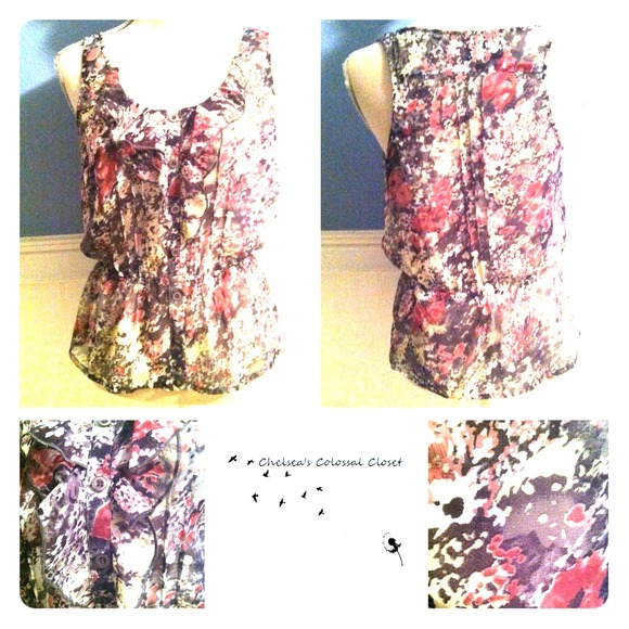 Shear Multi-Colored Splattered Blouse