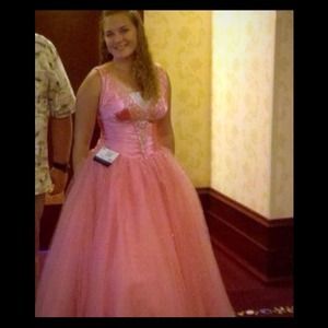 Floor length  pink pageant  dress