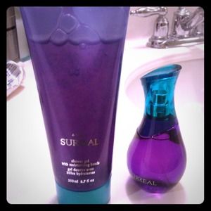 Avon Surreal shower gel and perfume.