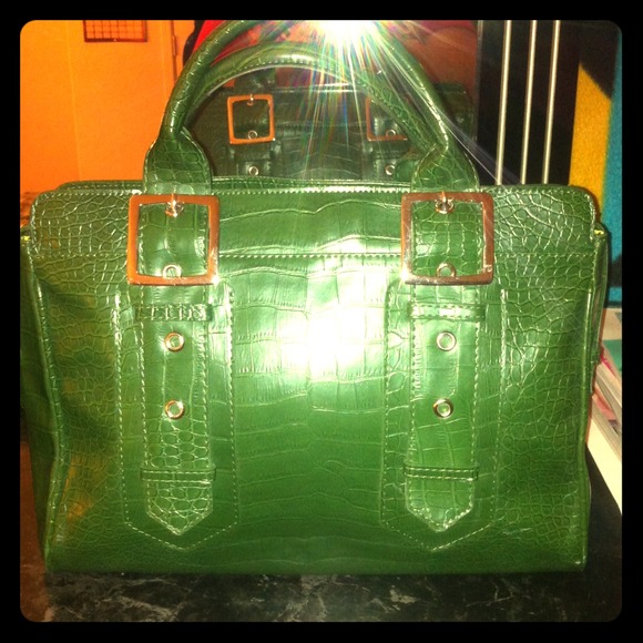 Mark by Avon Handbags - Green & Silver Embossed Briefcase like Handbag