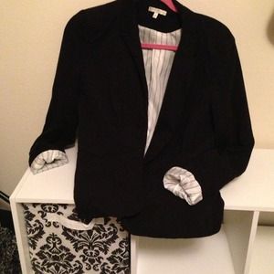 Black Female BlaZer with thin stripe lining