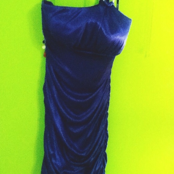 Tight blue knee length dress