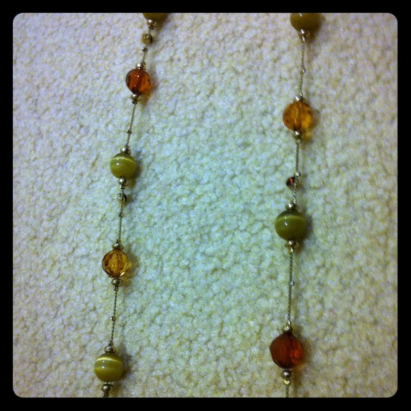 Long beaded necklace. Can be worn long or doubled