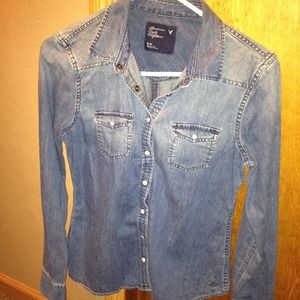 Light wash denim long sleeve shirt