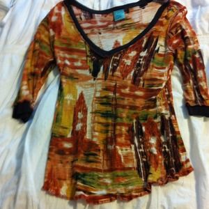 Watercolor Henley style top