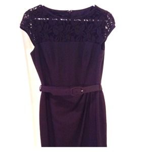 Charcoal dress with lace overlay