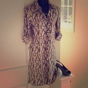 INC "Snakeskin" Print Button Down Shirt Dress