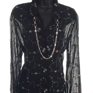 Sheer Black Blouse with Silver Emroidery Detail