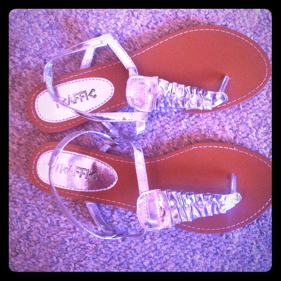 Silver T-strap Sandals!