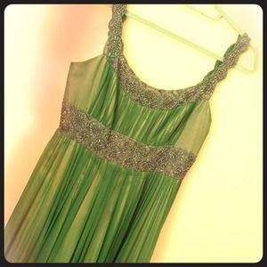 Adrianna Papell Green Evening Gown or Prom Dress