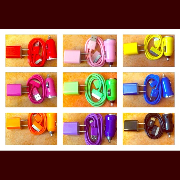 iPhone color wall & car charger with matching cord
