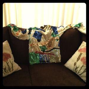 Oleg Cassini multi color sequin top