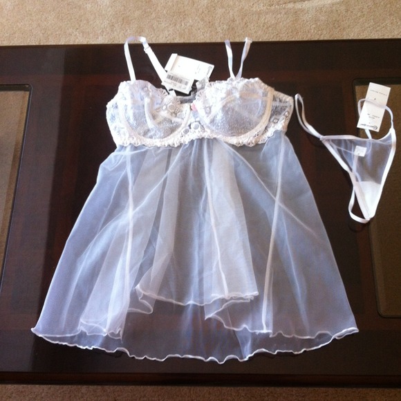 2 piece white lingerie